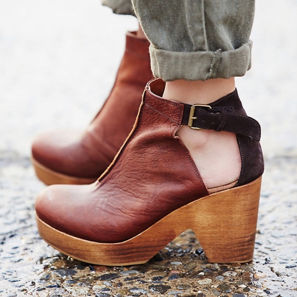 Free People Amber Orchard Clog - brown wood heel clog